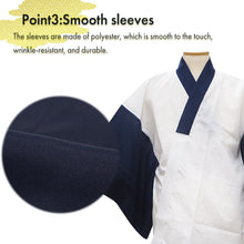 將圖片載入圖庫檢視器 Men&#39;s Kimono Underwear 2 piece SET – Japanese Han-juban (Undershirt) &amp; Steteco Pants, Breathable Cotton, Lightweight Yukata/Kimono Innerwear, Traditional Summer Comfort, Navy, Gray, White base
