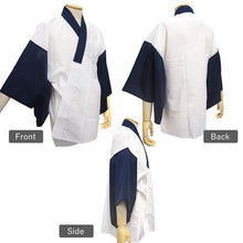 將圖片載入圖庫檢視器 Men&#39;s Kimono Underwear 2 piece SET – Japanese Han-juban (Undershirt) &amp; Steteco Pants, Breathable Cotton, Lightweight Yukata/Kimono Innerwear, Traditional Summer Comfort, Navy, Gray, White base
