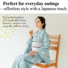 画像をギャラリービューアに読み込む, Women&#39;s Pre-Tailored Washable Hitoe Kimono – Dusty Tones, Unlined Single Layer, plovers, chrysanthemums, waves, and rabbits motifs
