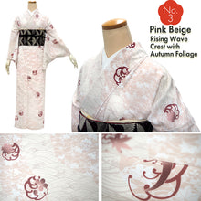画像をギャラリービューアに読み込む, Women&#39;s Pre-Tailored Washable Hitoe Kimono – Dusty Tones, Unlined Single Layer, plovers, chrysanthemums, waves, and rabbits motifs
