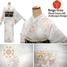 画像をギャラリービューアに読み込む, Women&#39;s Pre-Tailored Washable Hitoe Kimono – Dusty Tones, Unlined Single Layer, plovers, chrysanthemums, waves, and rabbits motifs
