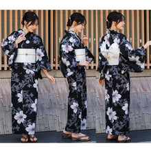 画像をギャラリービューアに読み込む, Easy-to-Wear Two-Piece Yukata for Women – Lightweight Japanese Summer Kimono Outfit, Beginner-Friendly, Lily, Grape Motif, Chrysanthemum, Camellia, Floral Pattern
