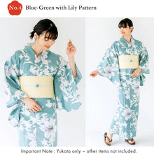 画像をギャラリービューアに読み込む, Easy-to-Wear Two-Piece Yukata for Women – Lightweight Japanese Summer Kimono Outfit, Beginner-Friendly, Lily, Grape Motif, Chrysanthemum, Camellia, Floral Pattern
