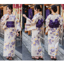 画像をギャラリービューアに読み込む, Easy-to-Wear Two-Piece Yukata for Women – Lightweight Japanese Summer Kimono Outfit, Beginner-Friendly, Lily, Grape Motif, Chrysanthemum, Camellia, Floral Pattern
