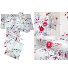 画像をギャラリービューアに読み込む, Easy-to-Wear Two-Piece Yukata for Women – Lightweight Japanese Summer Kimono Outfit, Beginner-Friendly, Lily, Grape Motif, Chrysanthemum, Camellia, Floral Pattern
