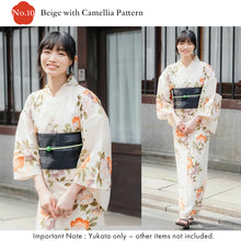 画像をギャラリービューアに読み込む, Easy-to-Wear Two-Piece Yukata for Women – Lightweight Japanese Summer Kimono Outfit, Beginner-Friendly, Lily, Grape Motif, Chrysanthemum, Camellia, Floral Pattern

