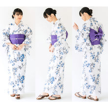 画像をギャラリービューアに読み込む, Easy-to-Wear Two-Piece Yukata for Women – Lightweight Japanese Summer Kimono Outfit, Beginner-Friendly, Lily, Grape Motif, Chrysanthemum, Camellia, Floral Pattern
