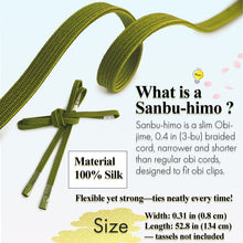 Load image into Gallery viewer, Women’s Obi-jime, Silk Kimono Cord (Vivid color) – Sanbu-Himo, 14 Colors, Perfect for Obi &amp; Japanese-Inspired Styling

