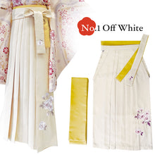 將圖片載入圖庫檢視器 Embroidered Japanese Hakama &amp; Matching Obi Set for Women – Soft Pastel Colors, Traditional Graduation &amp; Ceremony Style, Elegant Japanese Formal Wear
