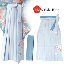 將圖片載入圖庫檢視器 Embroidered Japanese Hakama &amp; Matching Obi Set for Women – Soft Pastel Colors, Traditional Graduation &amp; Ceremony Style, Elegant Japanese Formal Wear
