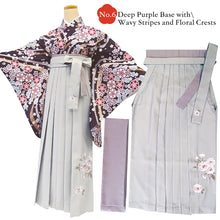 画像をギャラリービューアに読み込む, Japanese Washable Hakama &amp; Kimono Set for Women – 6-Piece Complete Graduation Outfit, Ready-to-Wear Traditional Japanese Clothing, Chrysanthemum, Peonies, Cherry blossoms, Floral pattern
