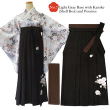 画像をギャラリービューアに読み込む, Japanese Washable Hakama &amp; Kimono Set for Women – 6-Piece Complete Graduation Outfit, Ready-to-Wear Traditional Japanese Clothing, Chrysanthemum, Peonies, Cherry blossoms, Floral pattern
