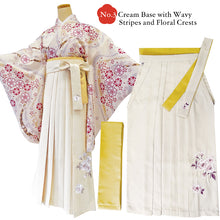 画像をギャラリービューアに読み込む, Japanese Washable Hakama &amp; Kimono Set for Women – 6-Piece Complete Graduation Outfit, Ready-to-Wear Traditional Japanese Clothing, Chrysanthemum, Peonies, Cherry blossoms, Floral pattern
