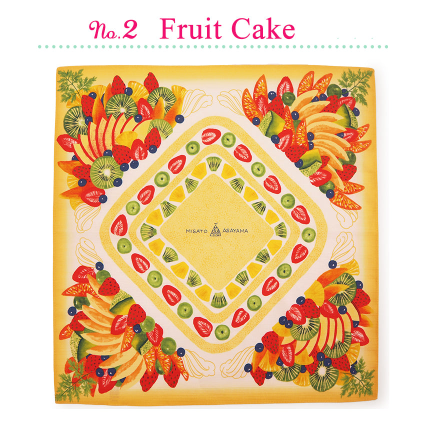 Japanese Cake Print Furoshiki – Cotton Wrapping Square 19.7 in × 19.7 in (50×50 cm), Strawberry Shortcake & Fruit Cake PrintsEco Gift Wrapper, Bento Wrap & Decorative Cloth