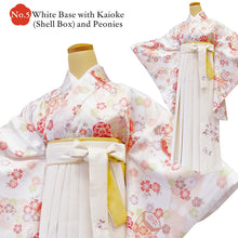 將圖片載入圖庫檢視器 Japanese Nisyakusode Kimono Set for Women – 4-Piece Washable Graduation &amp; Photoshoot Outfit, traditional Japanese Kimono, Chrysanthemum, Peonies, Cherry blossoms, Floral pattern
