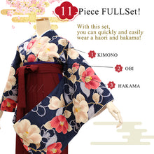 画像をギャラリービューアに読み込む, Washable Women’s Hakama Graduation Set – Nishaku-Sode Kimono, Hakama, Juban &amp; Dressing Accessories, Ready-to-Wear Complete Japanese Outfit
