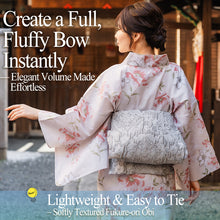 將圖片載入圖庫檢視器 Fukure-ori Heko Obi Sash for Women&#39;s – Soft Textured Japanese Kimono Wrap Belt, Floral pattern, Volume &amp; Draped Styling for Yukata &amp; Casual Kimono
