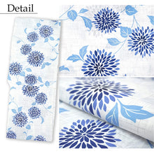 画像をギャラリービューアに読み込む, Women’s Cotton Yukata Kimono Robe – Lightweight Summer Japanese Kimono Robe, Crisp white base with blue chrysanthemums pattern, Traditional Festival Outfit
