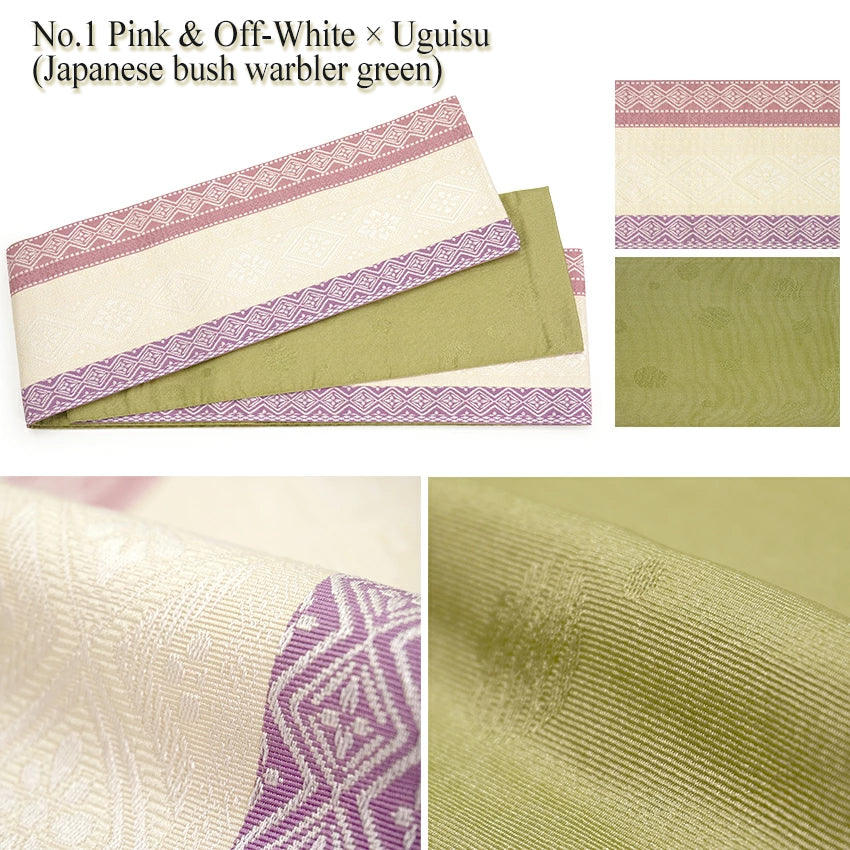 Reversible Half-Width Obi Belt for Women – 2-in-1 Japanese Yukata & Kimono Accessory, Floral & Dot Designs, Lightweight Polyester