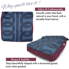 画像をギャラリービューアに読み込む, Shingen Bukuro Japanese-Style Drawstring Shoulder Pouch for Men – Samurai-Inspired, Cotton with Wa-tsunagi Pattern, Indigo-tinted blue base
