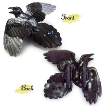 Load image into Gallery viewer, Handcrafted Japanese Obidome “Magpie” for Women&#39;s – Pewter &amp; Cut Glass Kimono Accessory Inspired by the Tanabata Legend – Wear as Brooch or Scarf Clip
