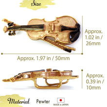 Load image into Gallery viewer, Handcrafted Japanese Obidome “Violin” – Elegant Pewter Kimono Accessory with Musical Motif – Depending on the arrangement Wear as Brooch or Scarf Clip
