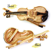 Load image into Gallery viewer, Handcrafted Japanese Obidome “Violin” – Elegant Pewter Kimono Accessory with Musical Motif – Depending on the arrangement Wear as Brooch or Scarf Clip
