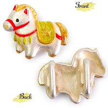 將圖片載入圖庫檢視器 Handcrafted Japanese Obidome “Year of the Horse” – Pewter Lucky Horse Ornament for Kimono, Depending on the arrangement Brooch, or Scarf Clip
