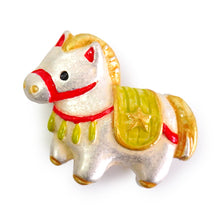 將圖片載入圖庫檢視器 Handcrafted Japanese Obidome “Year of the Horse” – Pewter Lucky Horse Ornament for Kimono, Depending on the arrangement Brooch, or Scarf Clip

