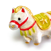 將圖片載入圖庫檢視器 Handcrafted Japanese Obidome “Year of the Horse” – Pewter Lucky Horse Ornament for Kimono, Depending on the arrangement Brooch, or Scarf Clip

