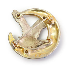 画像をギャラリービューアに読み込む, Handcrafted Japanese Crescent Moon &amp; Owl Brooch – Artisan Pewter Pin, Mystical Night Forest Design, Perfect Gift for Women, for Men
