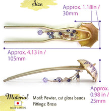 画像をギャラリービューアに読み込む, Japanese Handcrafted Kanzashi Hair Stick – “Wisteria Umbrella” Motif, Elegant Floral Hair Ornament for Kimono &amp; Modern Style
