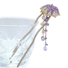 画像をギャラリービューアに読み込む, Japanese Handcrafted Kanzashi Hair Stick – “Wisteria Umbrella” Motif, Elegant Floral Hair Ornament for Kimono &amp; Modern Style
