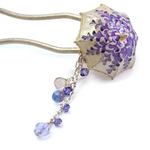 画像をギャラリービューアに読み込む, Japanese Handcrafted Kanzashi Hair Stick – “Wisteria Umbrella” Motif, Elegant Floral Hair Ornament for Kimono &amp; Modern Style

