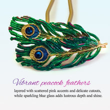 將圖片載入圖庫檢視器 Japanese Handcrafted Kanzashi Hair Stick – “Peacock Feather” Motif, Vibrant Artisan Hair Accessory for Kimono &amp; Modern Style
