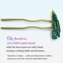 將圖片載入圖庫檢視器 Japanese Handcrafted Kanzashi Hair Stick – “Peacock Feather” Motif, Vibrant Artisan Hair Accessory for Kimono &amp; Modern Style
