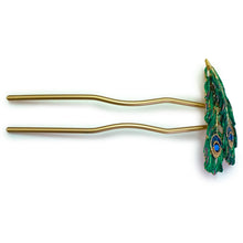 將圖片載入圖庫檢視器 Japanese Handcrafted Kanzashi Hair Stick – “Peacock Feather” Motif, Vibrant Artisan Hair Accessory for Kimono &amp; Modern Style
