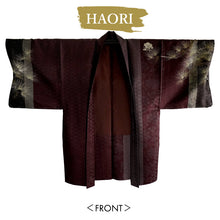 將圖片載入圖庫檢視器 Men’s Haori, Kimono &amp; Hakama 3-Piece Set – Burgundy, Black &amp; Gold Traditional Japanese Formal Wear for Graduation, Wedding &amp; Special Occasions
