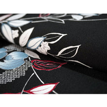 將圖片載入圖庫檢視器 Ready-to-Wear Washable Komon Kimono for Women, Fully Lined Polyester, Black magnolia Floral Design with Red Accents – A Sophisticated Komon Kimono with Timeless Elegance
