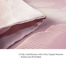 將圖片載入圖庫檢視器 Ready-to-Wear Washable Komon Kimono for Women, Fully Lined Polyester, Soft Pink Gradient with Wave Motif – A Sophisticated Komon Kimono with Timeless Elegance
