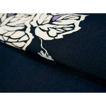 將圖片載入圖庫檢視器 Ready-to-Wear Washable Komon Kimono for Women, Fully Lined Polyester, Deep Navy with Retro Vine Motif – A Sophisticated Komon Kimono with Timeless Elegance
