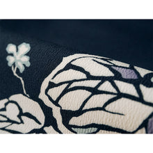 將圖片載入圖庫檢視器 Ready-to-Wear Washable Komon Kimono for Women, Fully Lined Polyester, Deep Navy with Retro Vine Motif – A Sophisticated Komon Kimono with Timeless Elegance
