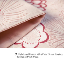 將圖片載入圖庫檢視器 Ready-to-Wear Washable Komon Kimono for Women, Fully Lined Polyester, Light Beige with Auspicious Floral Motifs – A Sophisticated Komon Kimono with Joyful Elegance
