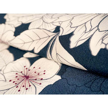 画像をギャラリービューアに読み込む, Ready-to-Wear Washable Komon Kimono for Women, Fully Lined Polyester, Deep Navy with Peony &amp; Cherry Blossoms – A Sophisticated Komon Kimono with Timeless Elegance
