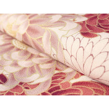 画像をギャラリービューアに読み込む, Ready-to-Wear Washable Komon Kimono for Women, Fully Lined Polyester, Beige with Bold Chrysanthemum Motif and Gold Accents – Elegant and Luxurious Japanese Kimono
