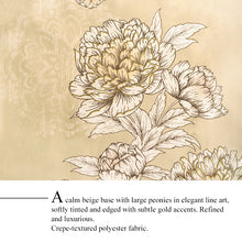 画像をギャラリービューアに読み込む, Ready-to-Wear Washable Komon Kimono for Women, Fully Lined Polyester, Beige with Elegant Peony Line Art &amp; Gold Accents – A Sophisticated Komon Kimono
