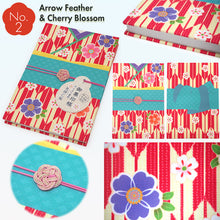 画像をギャラリービューアに読み込む, Kimono-Patterned Goshuin-cho ーJapanese Shrine &amp; Temple Stamp Book with Elegant Kimono Fabrics, Camellia, Cherry Blossom, Hemp Leaf,Rabbit Motif, Japanese Journal Notebook Diary,
