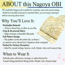 画像をギャラリービューアに読み込む, Women&#39;s Washable Nagoya Obi (Soft Yellow-Green with Oriental Pattern)
