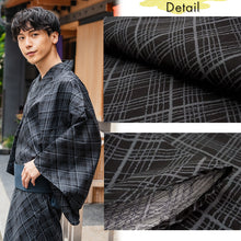 將圖片載入圖庫檢視器 Men&#39;s Yukata Cotton : Black with Checkered Pattern Yukata
