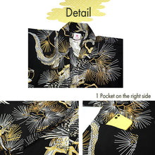 画像をギャラリービューアに読み込む, Men&#39;s Happi Coat: Kimono Robe -Black base, – Pine Needles, Dragons &amp; Hawks
